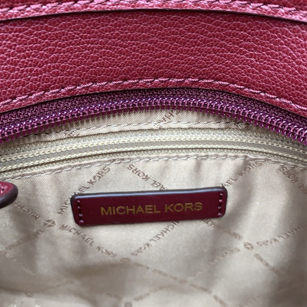 Michael Kors Hamilton Small Satchel Shoulder Crossbody Bag Dark Cherry color - Picture 10 of 16